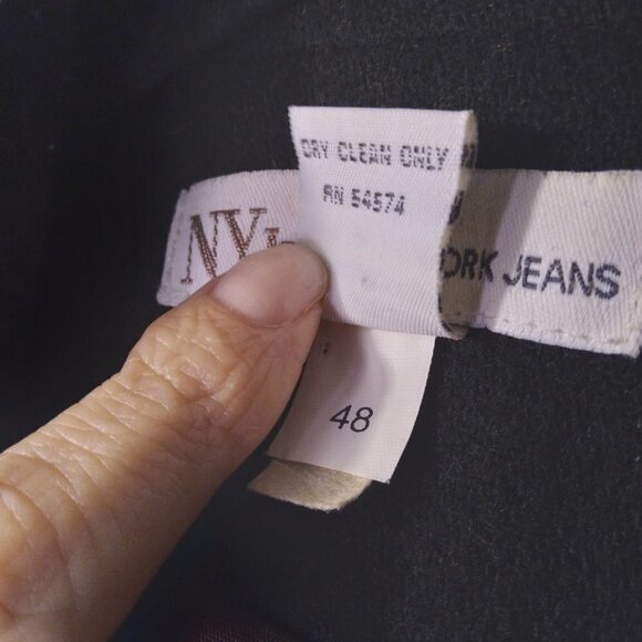 NYJeans Vintage Black100% Wool Boxy Double Breasted Cropped Pea Coat Jacket SzM - Picture 4 of 7